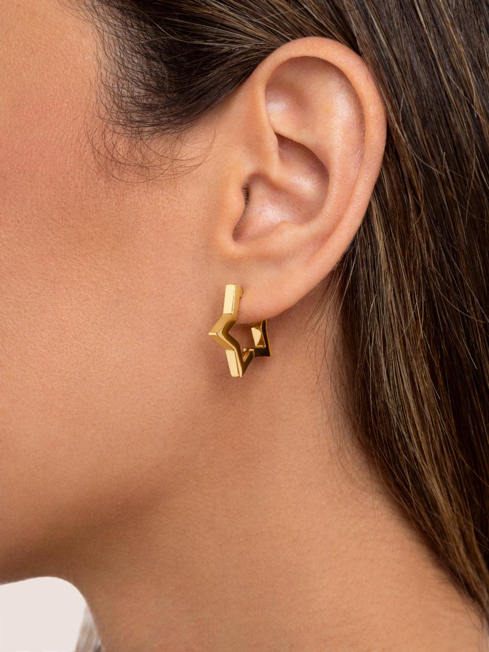 singularu Pendientes Superstar Acero Baño Oro Ofertas de temporada