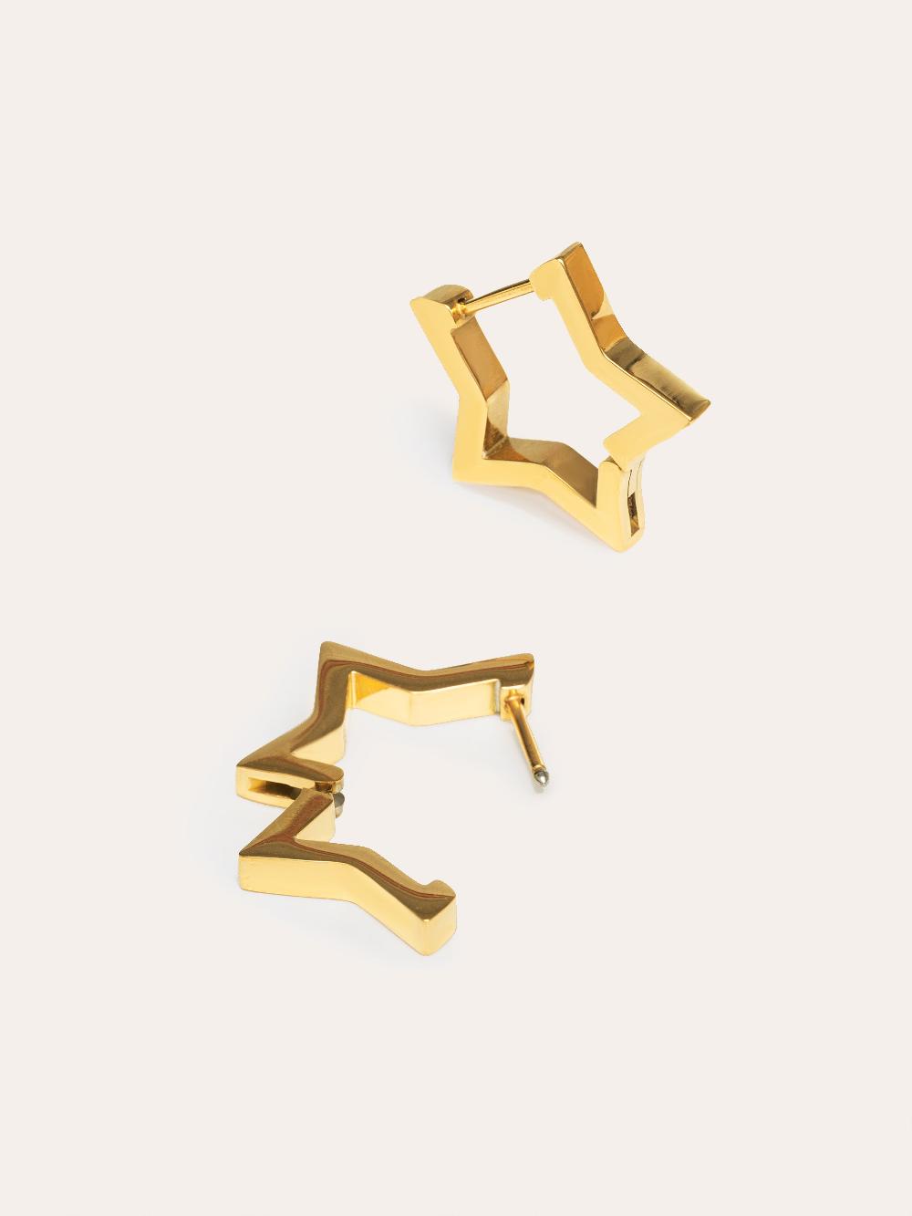 singularu Pendientes Superstar Acero Baño Oro Ofertas de temporada