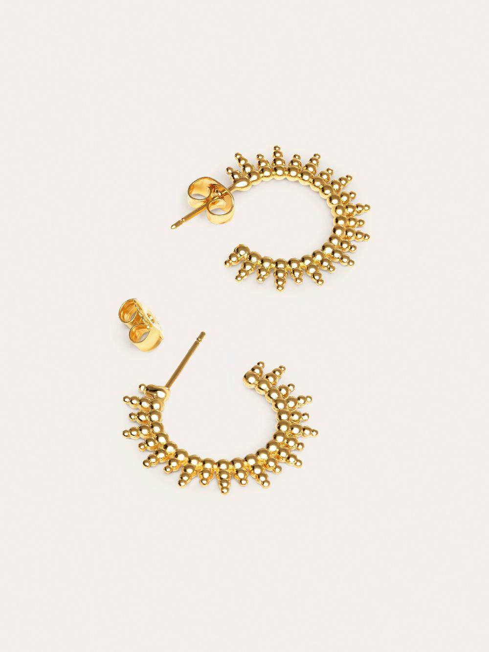singularu Pendientes Pebbles Sun Baño Oro Grandes ahorros