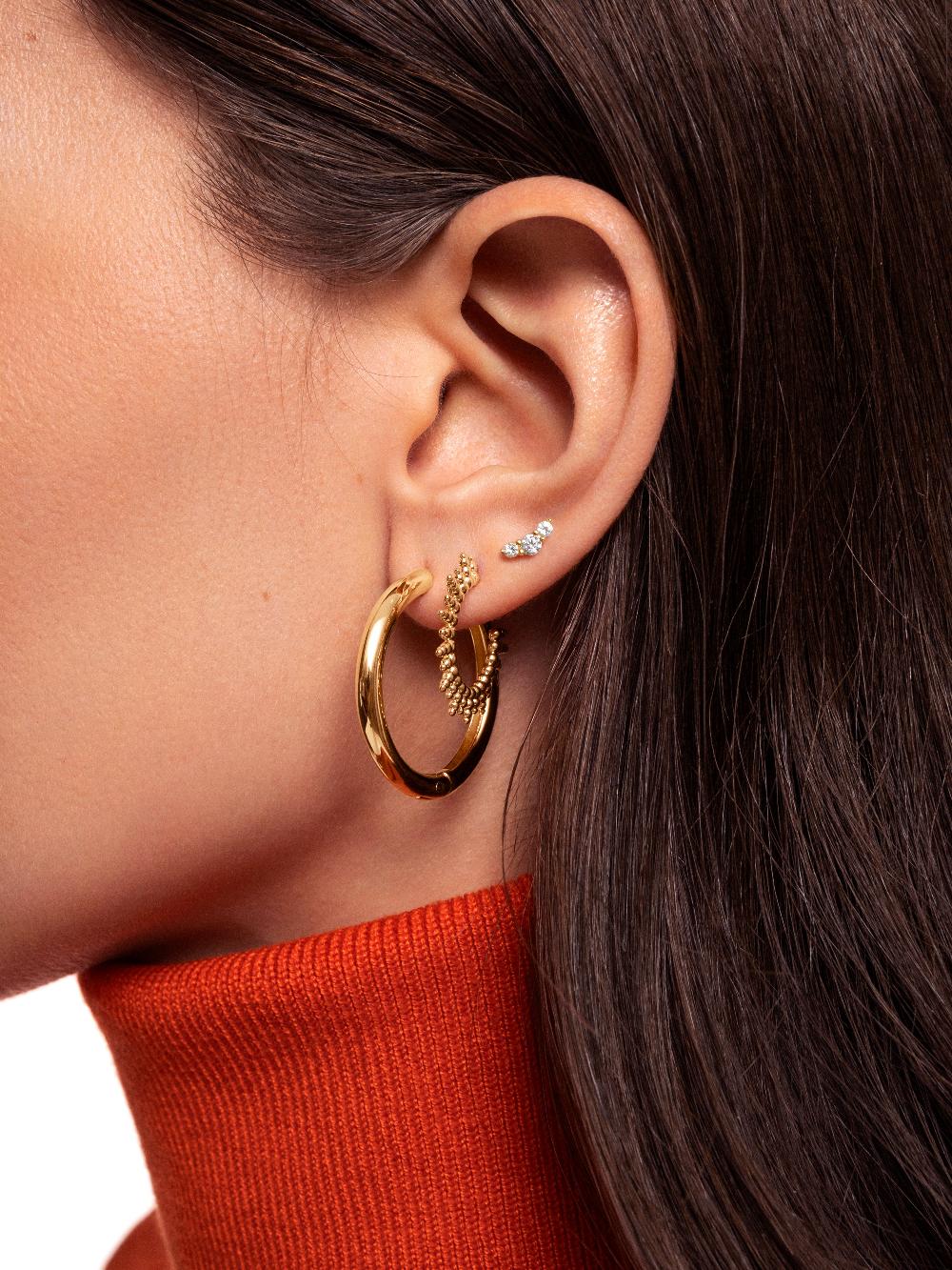 singularu Pendientes Pebbles Sun Baño Oro Grandes ahorros