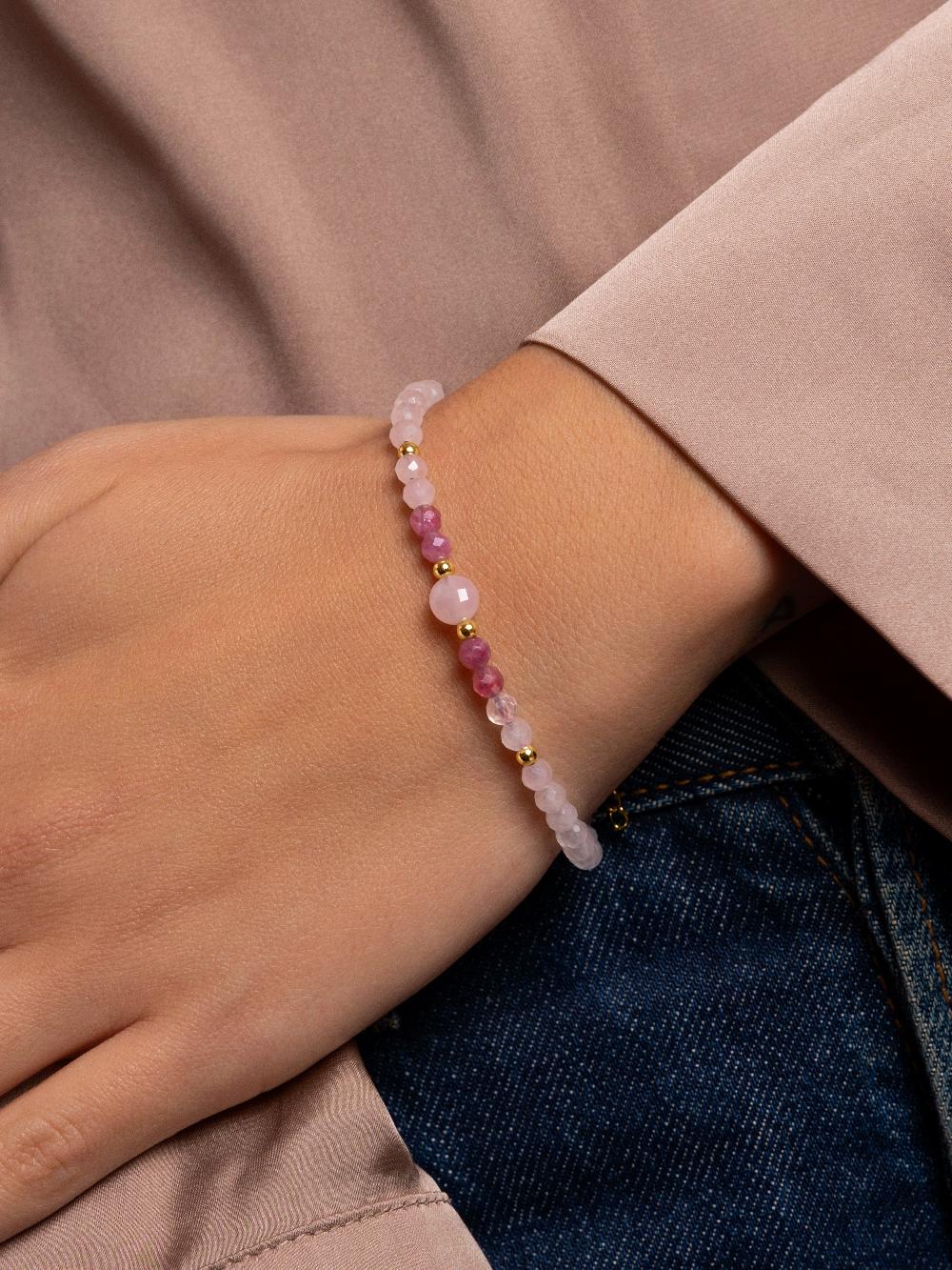 singularu Pulsera Amulet Rose Quartz Acero Baño Oro Venta caliente