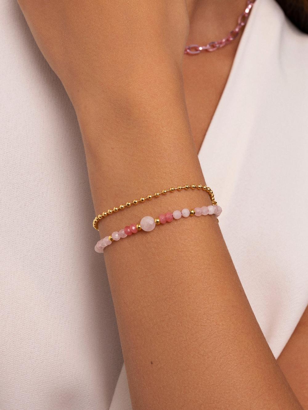 singularu Pulsera Amulet Rose Quartz Acero Baño Oro Venta caliente