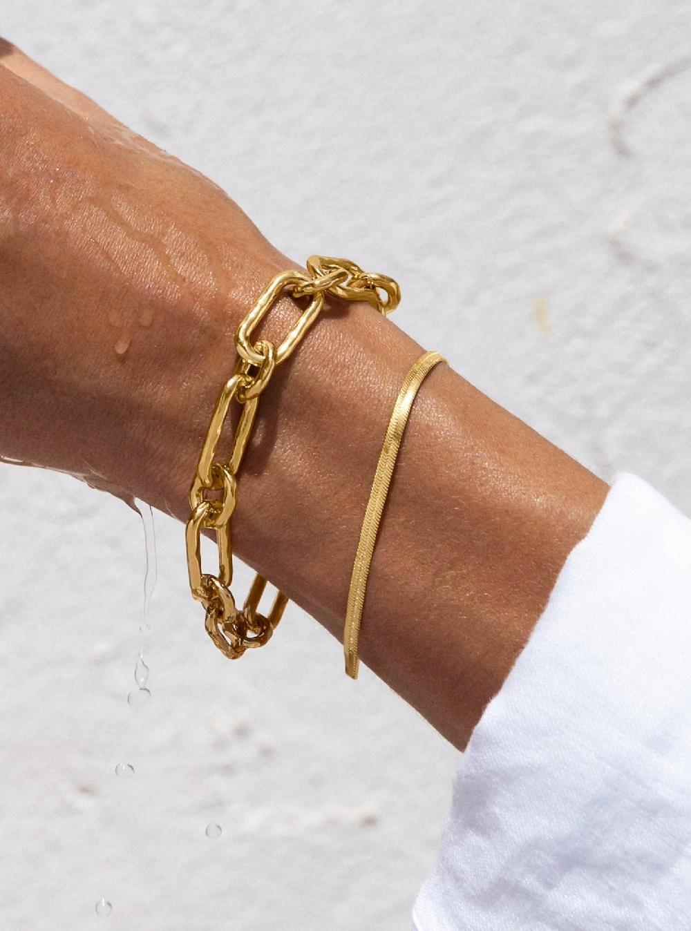 singularu Pulsera Lisse S Acero Baño Oro Rebajas de fábrica