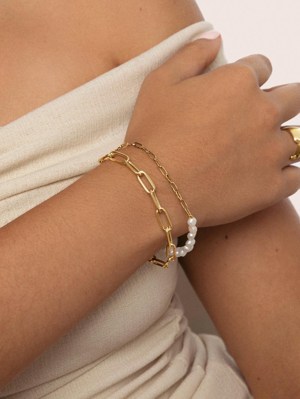 singularu Pulsera Chic Pearl Acero Baño Oro Los más vendidos