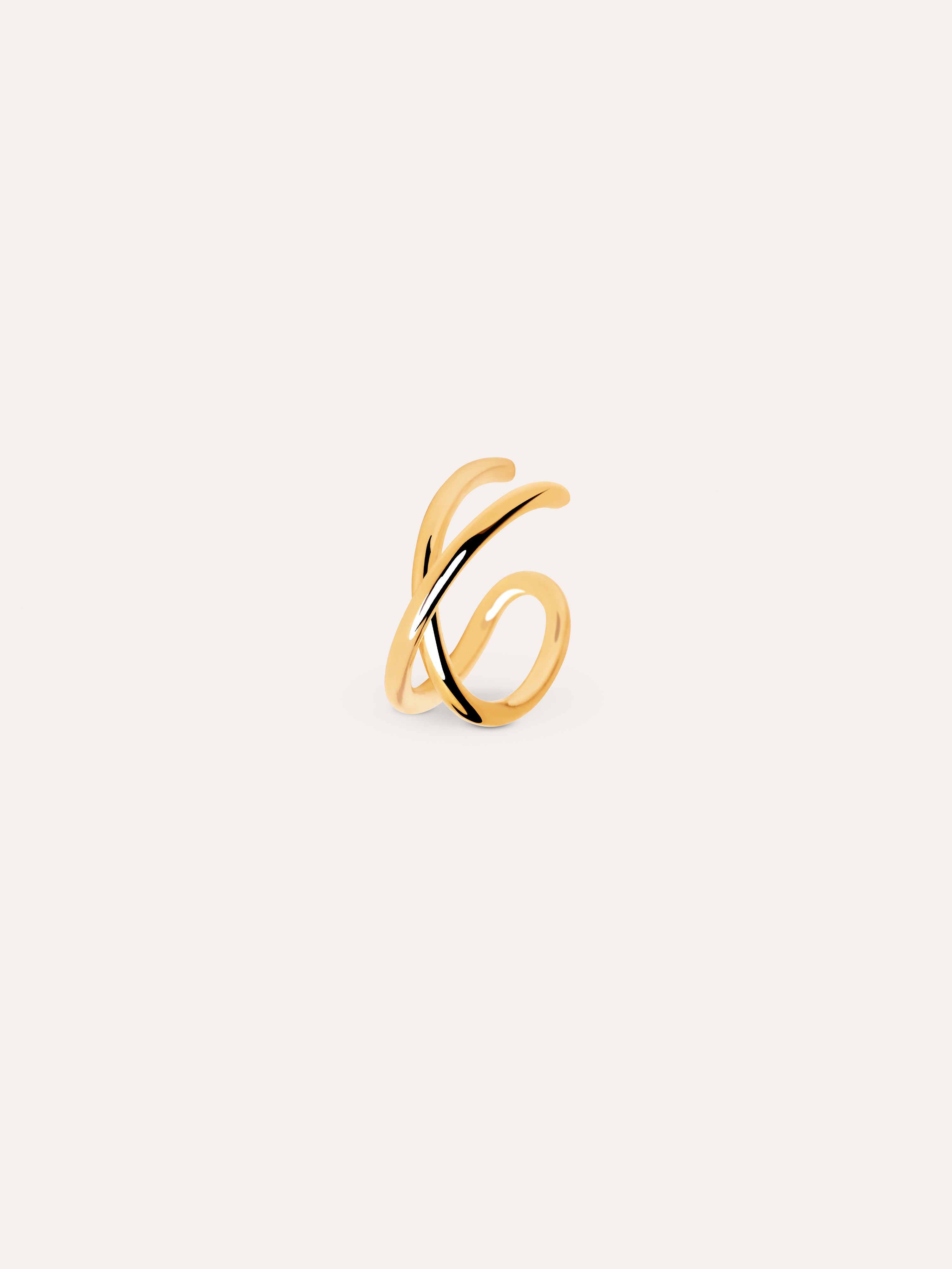 singularu Pendiente Suelto Ear Cuff Cross Plata Baño Oro