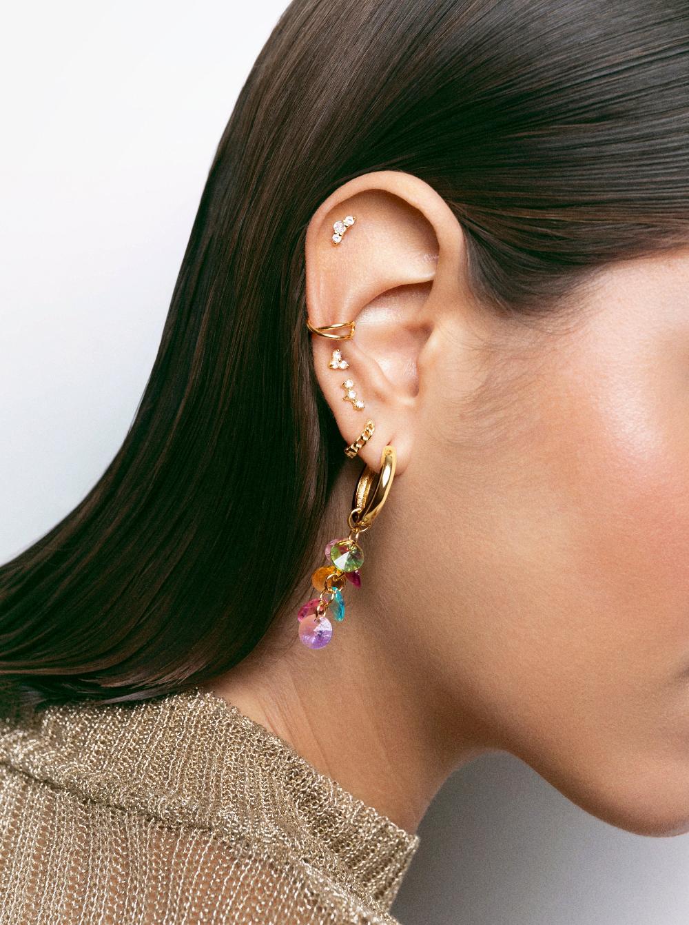 singularu Pendiente Suelto Ear Cuff Cross Plata Baño Oro Liquidación