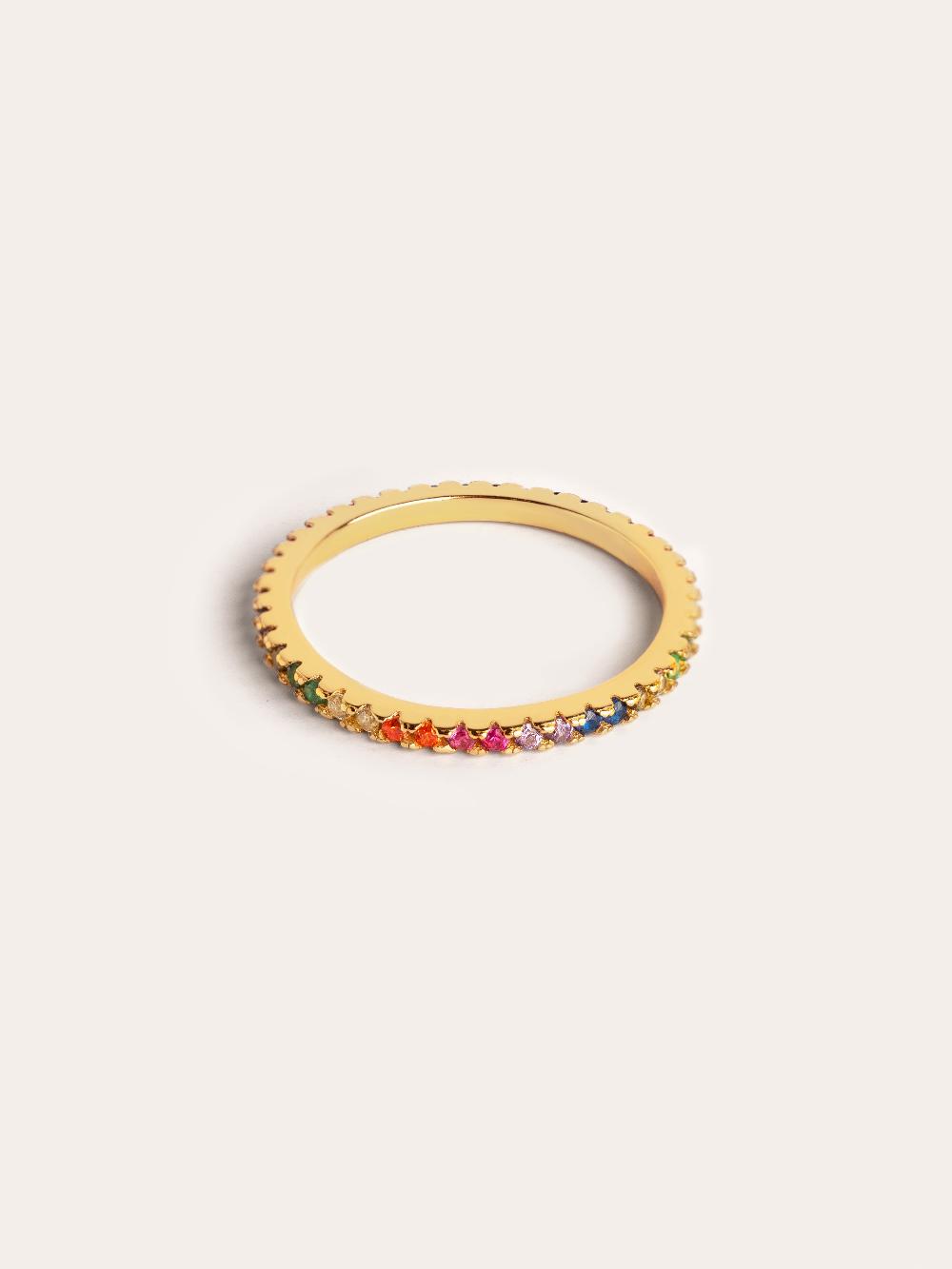 singularu Anillo Cleo Colors Plata Baño Oro