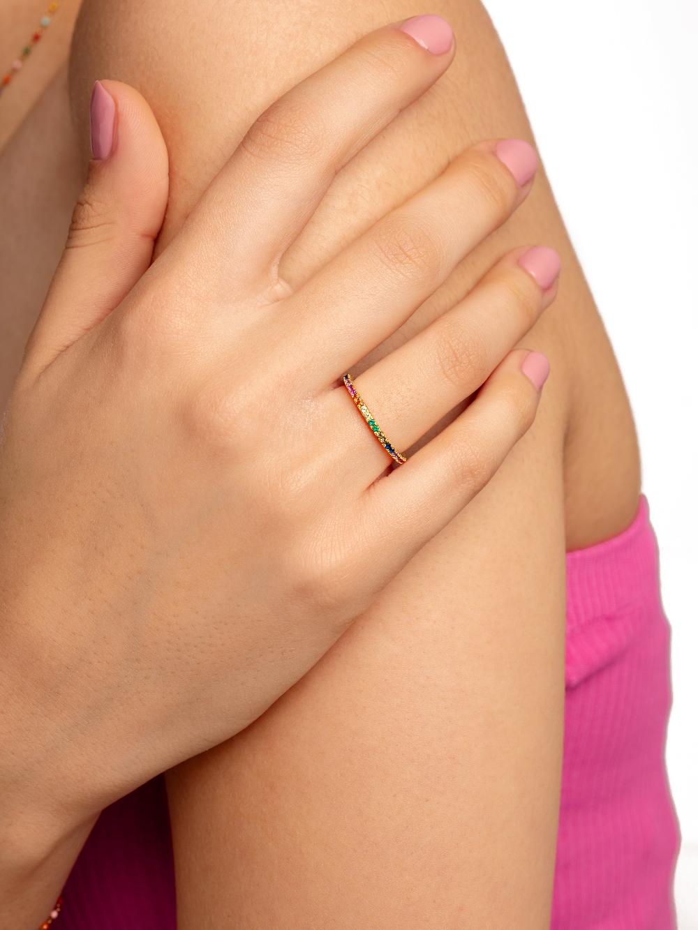 singularu Anillo Cleo Colors Plata Baño Oro Último día