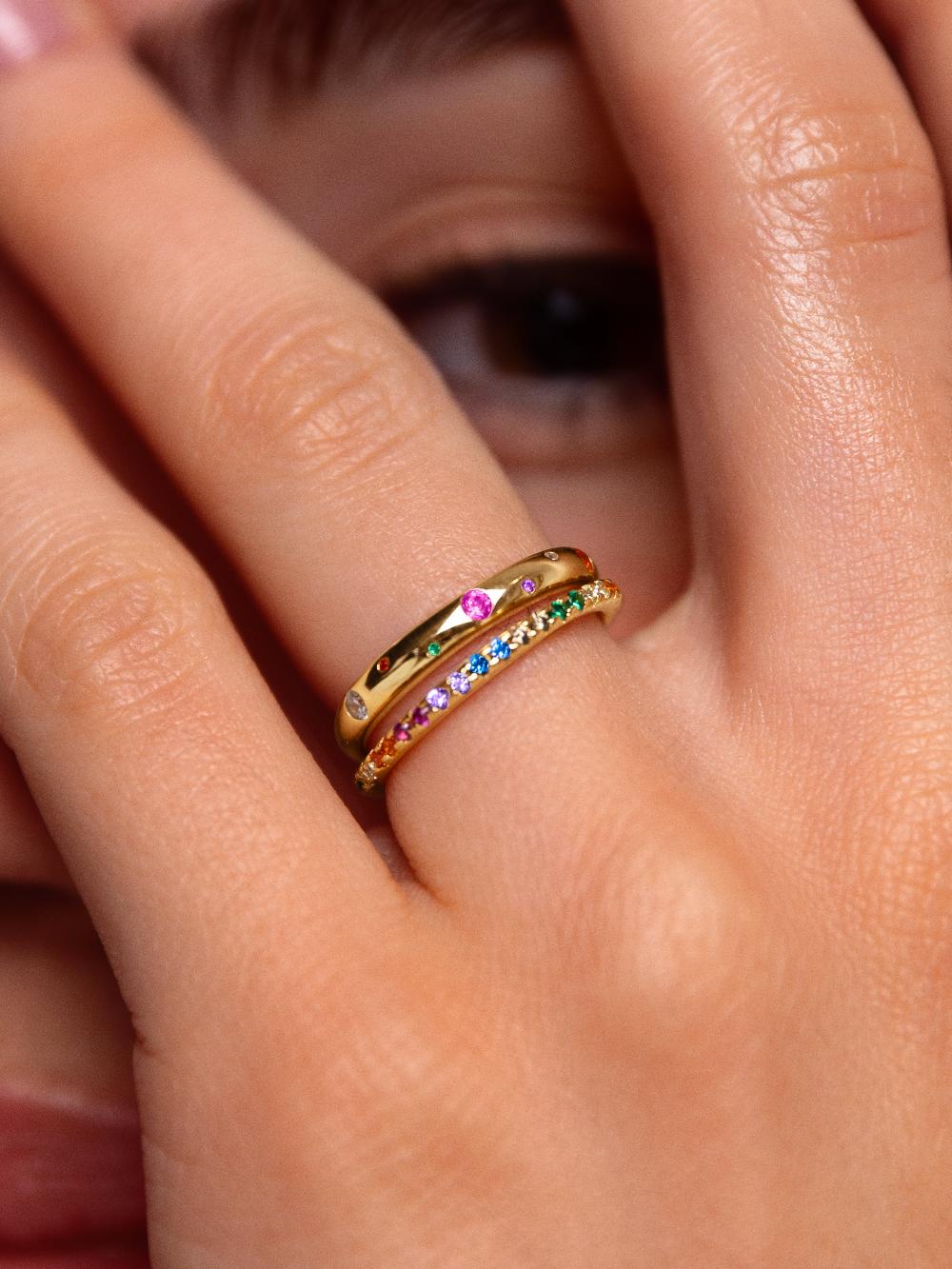 singularu Anillo Cleo Colors Plata Baño Oro Último día