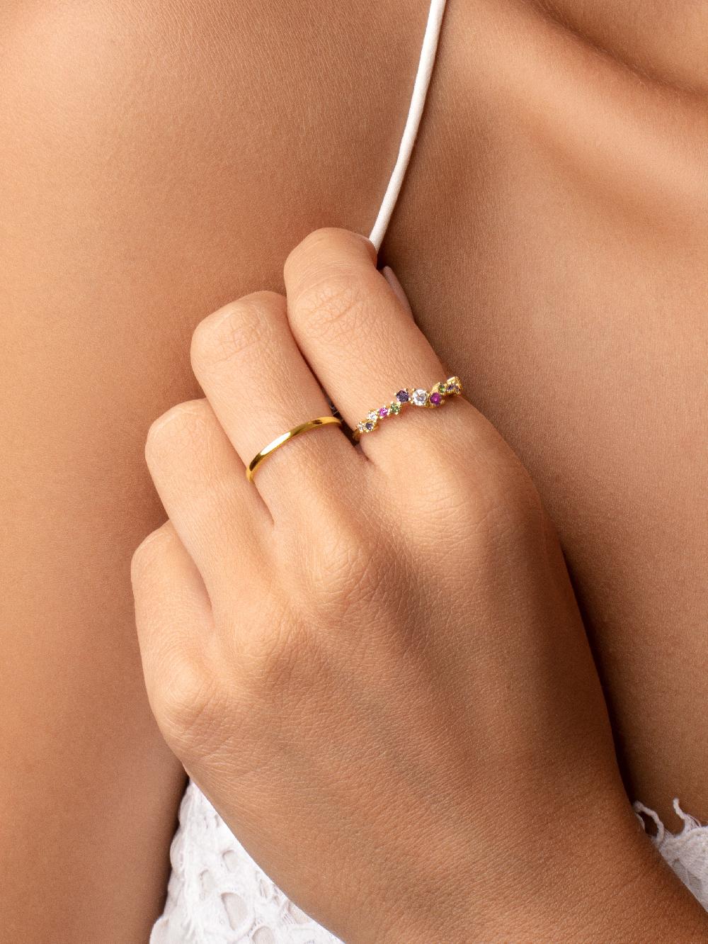 singularu Anillo Estellar Colors Plata Baño Oro Promoción por tiempo limitado