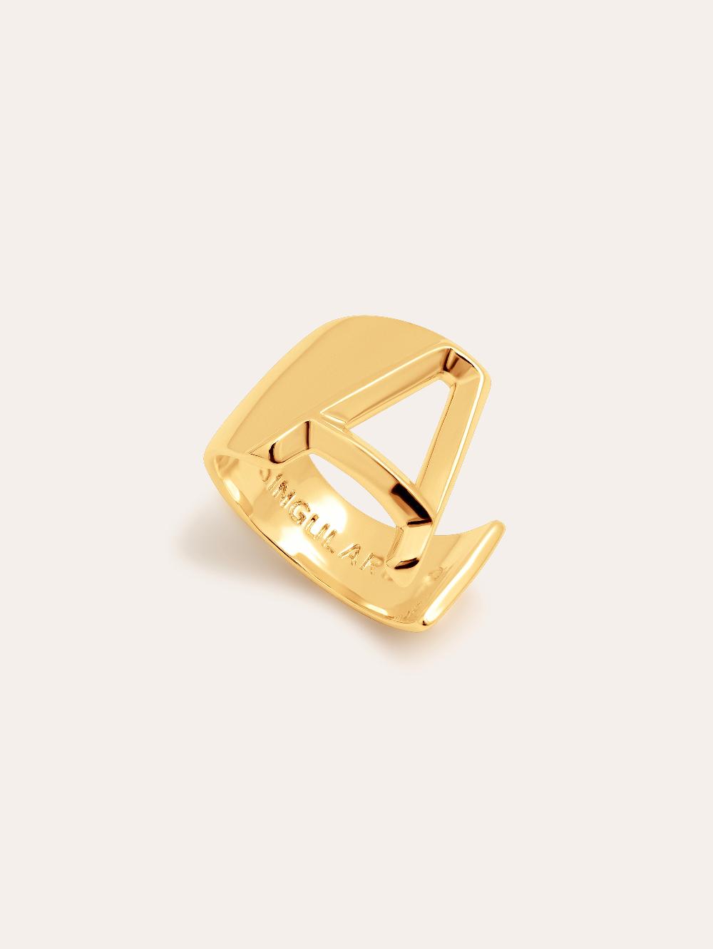 singularu Anillo Personalizado Letter Signet Baño Oro Superdescuento