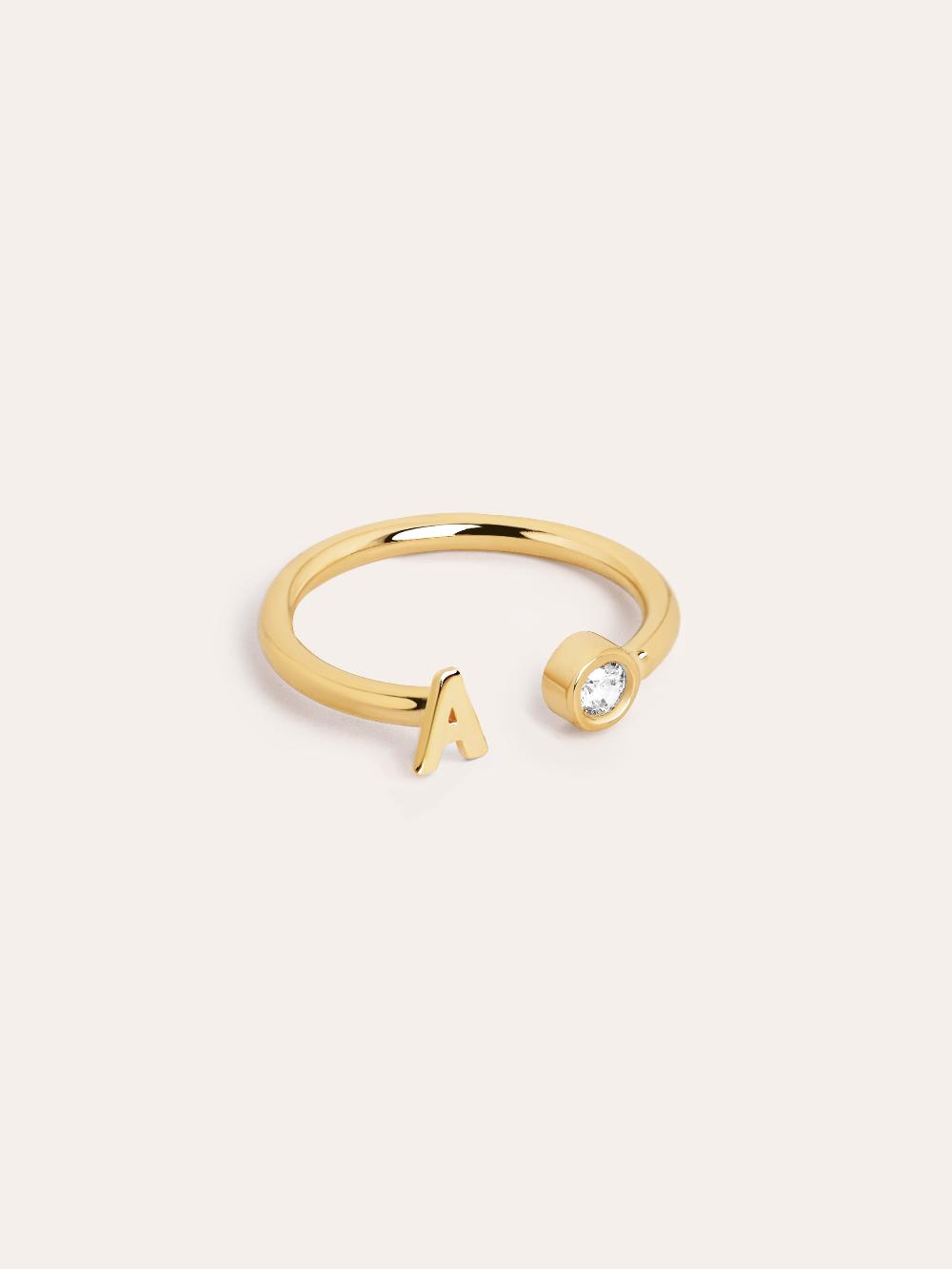 singularu Anillo Personalizado Letter Spark Plata Baño Oro
