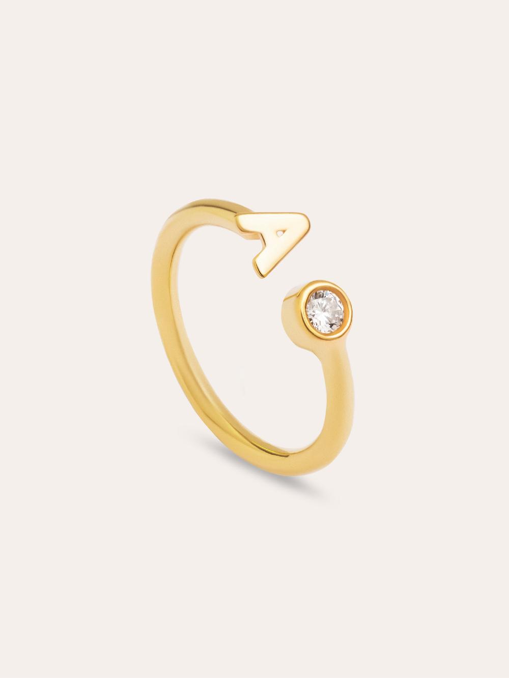 singularu Anillo Personalizado Letter Spark Plata Baño Oro Liquidación