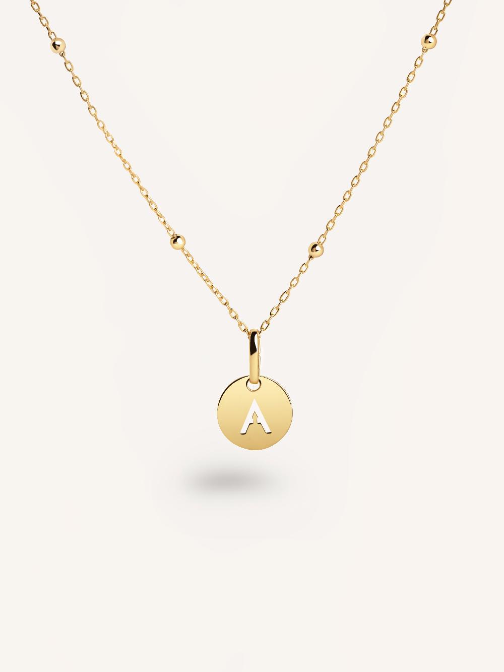 singularu Collar Mini Medallion Plata Baño Oro