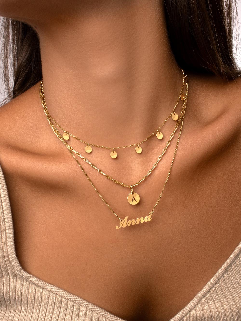 singularu Collar Personalizado Carrie Plata Baño Oro Tienda de fábrica