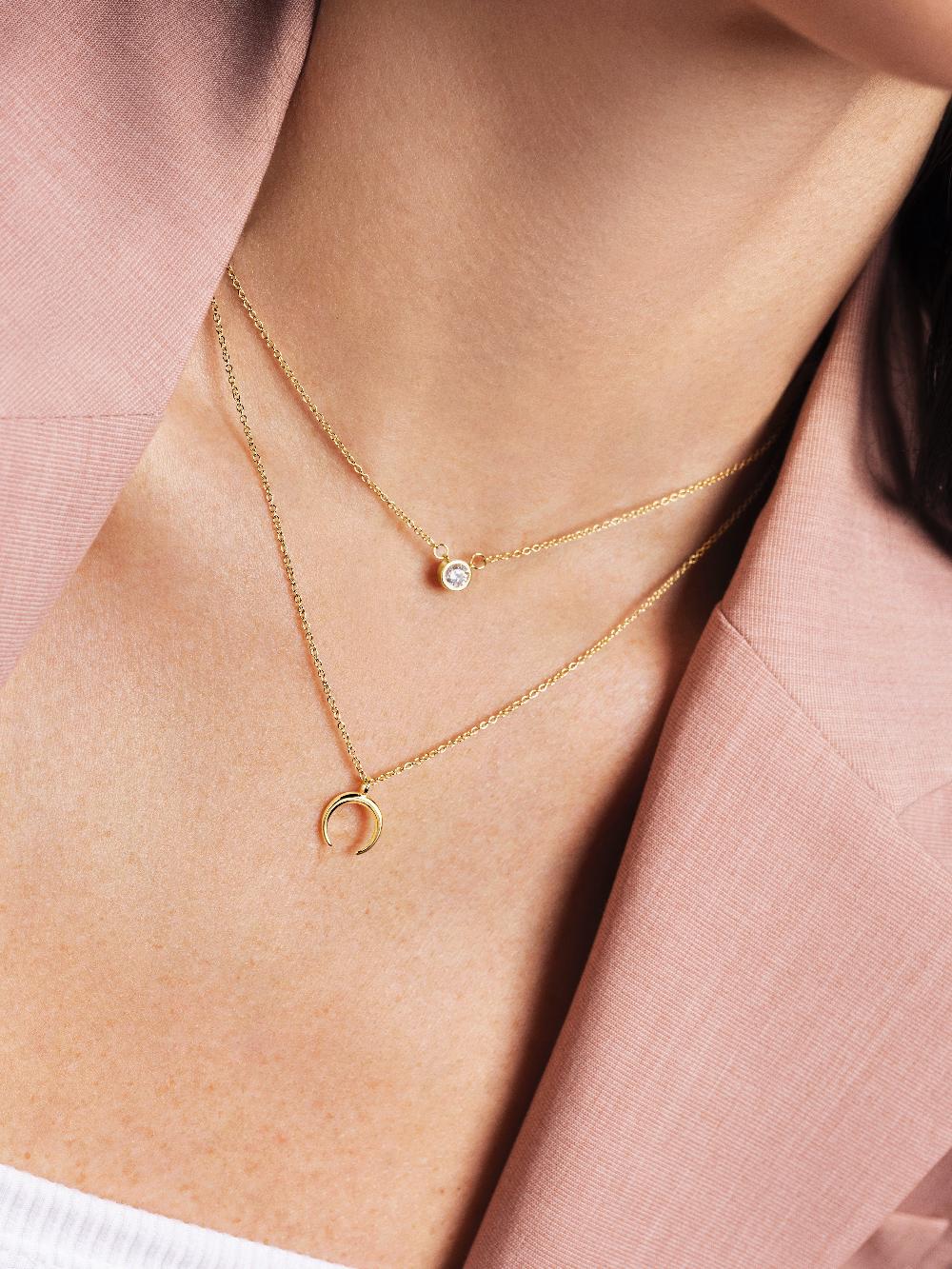 singularu Pack 2 Collares Spark + Mini Moonset Plata Baño Oro Última moda