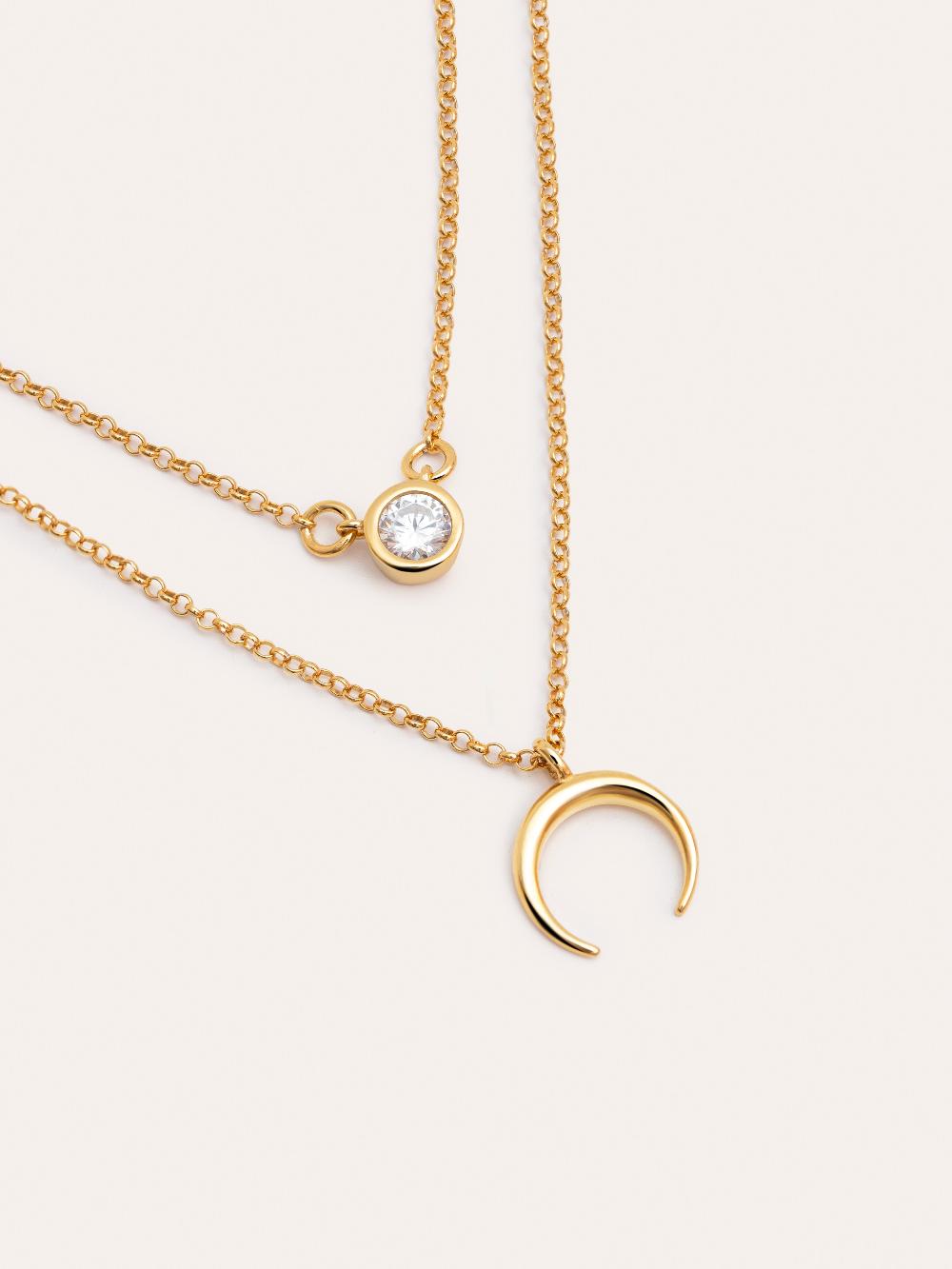 singularu Pack 2 Collares Spark + Mini Moonset Plata Baño Oro Última moda