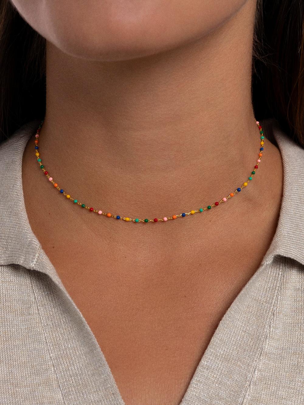 singularu Collar Dots Colors Enamel Plata Baño Oro Ofertas especiales