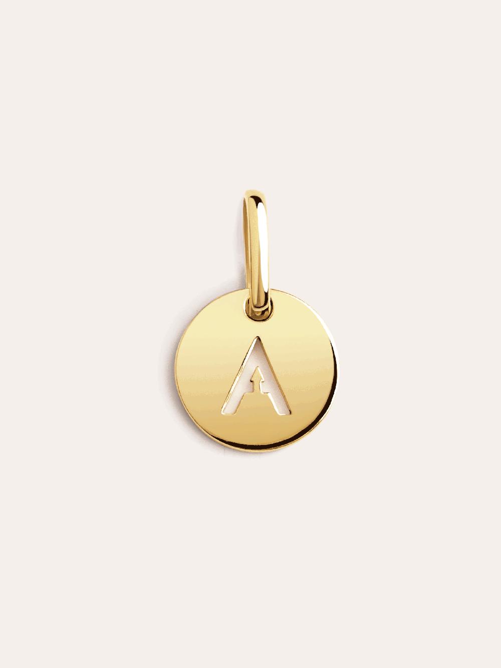 singularu Mini Medallion Letter Plata Baño Oro