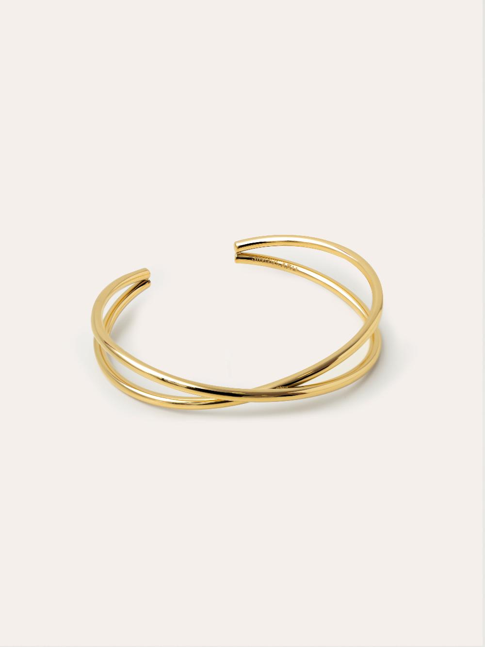 singularu Brazalete Cruzado Acero Baño Oro