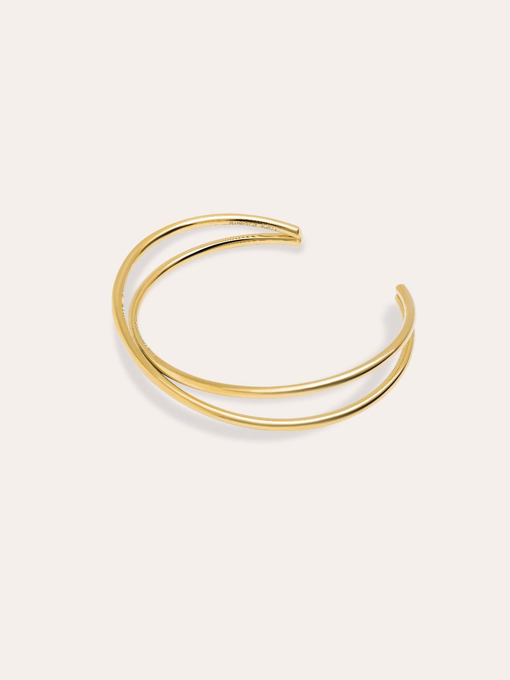 singularu Brazalete Cruzado Acero Baño Oro Descuento