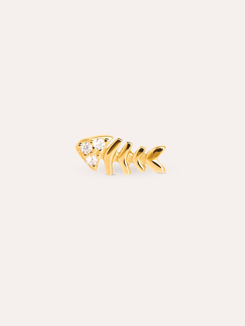 singularu Pendiente Suelto Fishbone Spark Plata Baño Oro