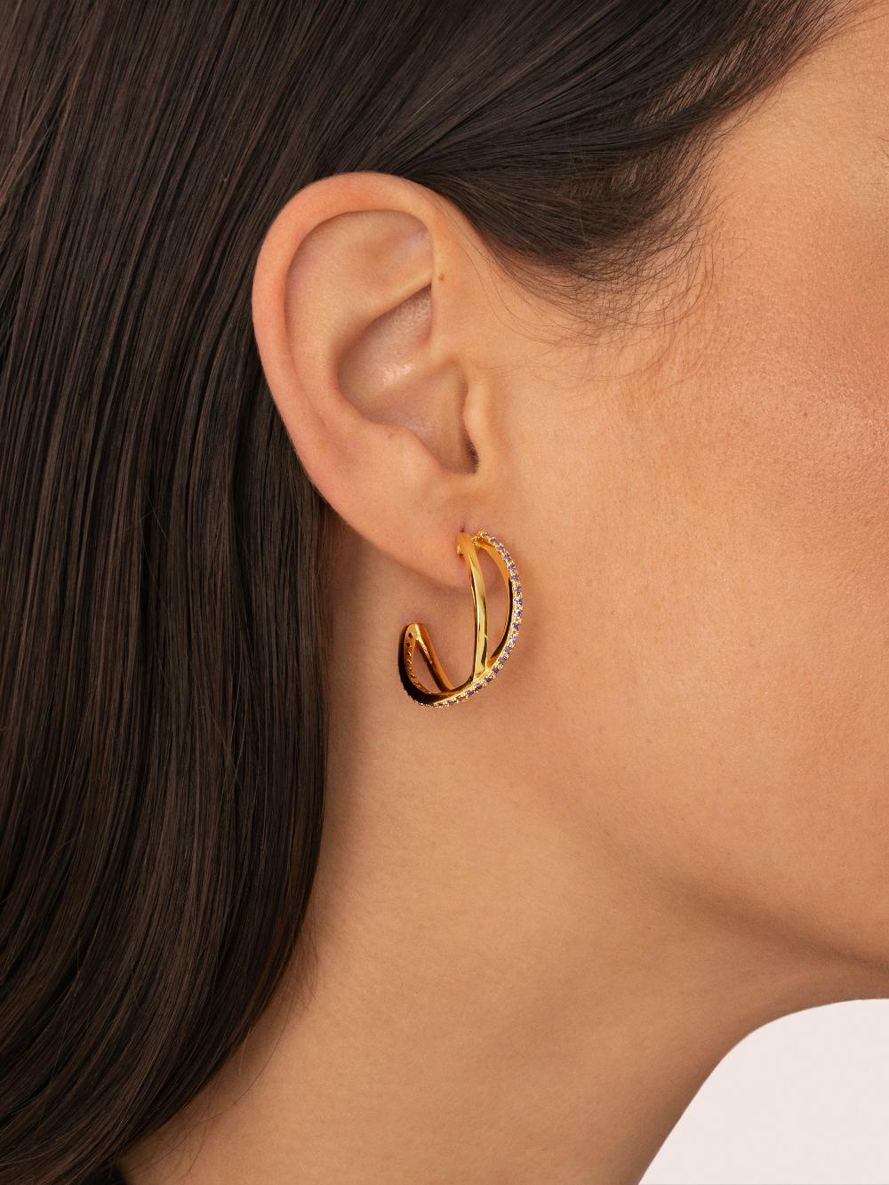 singularu Pendientes Aro X Lavande Baño Oro Grandes descuentos