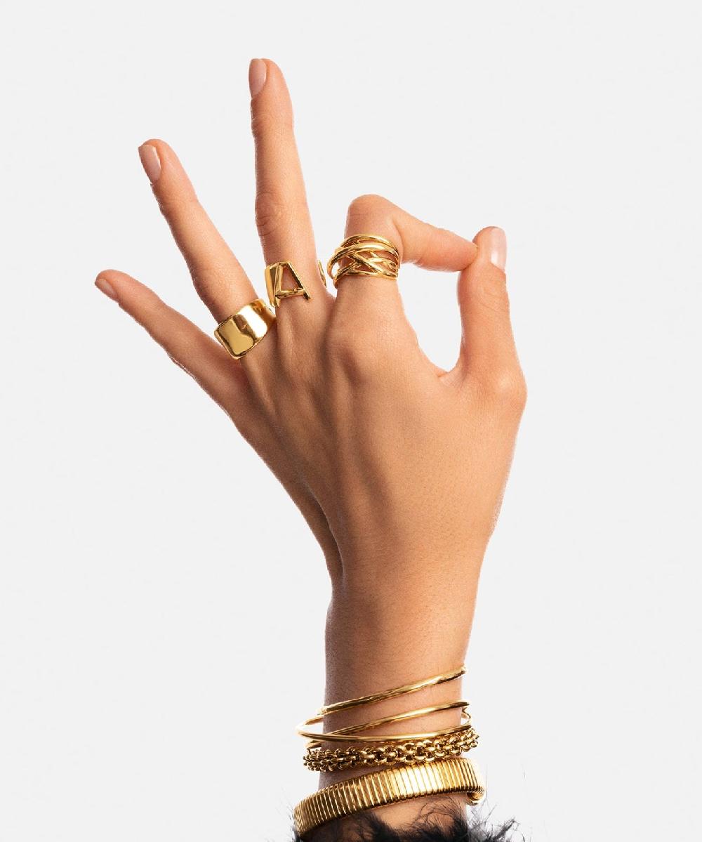 singularu Anillo Triple Cross Baño Oro En oferta