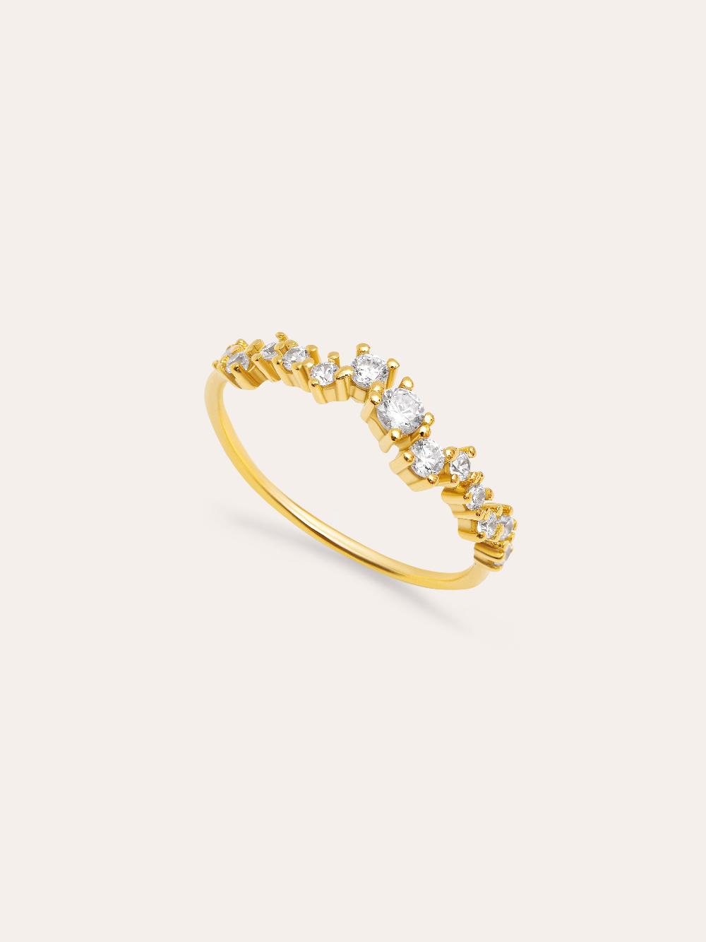 singularu Anillo Estellar Plata Baño Oro Última moda