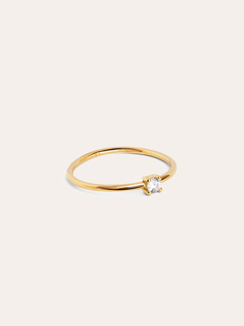 singularu Anillo Single Spark Plata Baño Oro