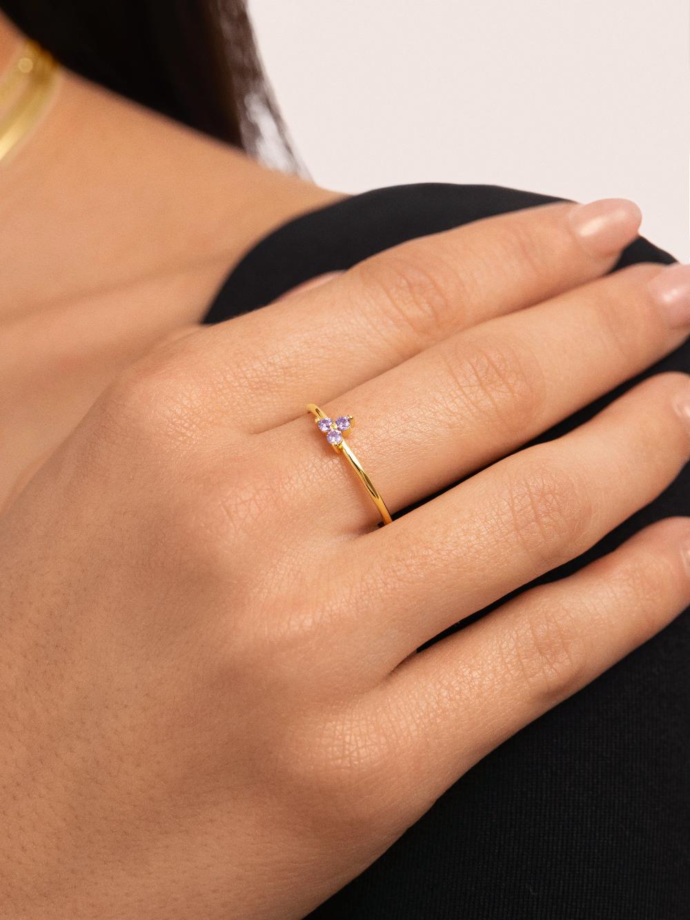 singularu Anillo Trebol Lavande Plata Baño Oro Rebajas de fin de temporada