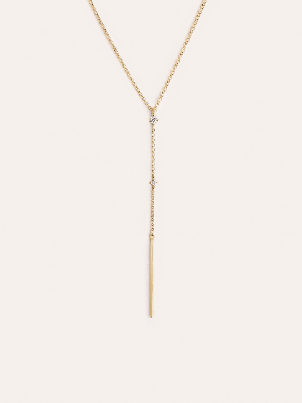singularu Collar Y Sparks Stick Plata Baño Oro