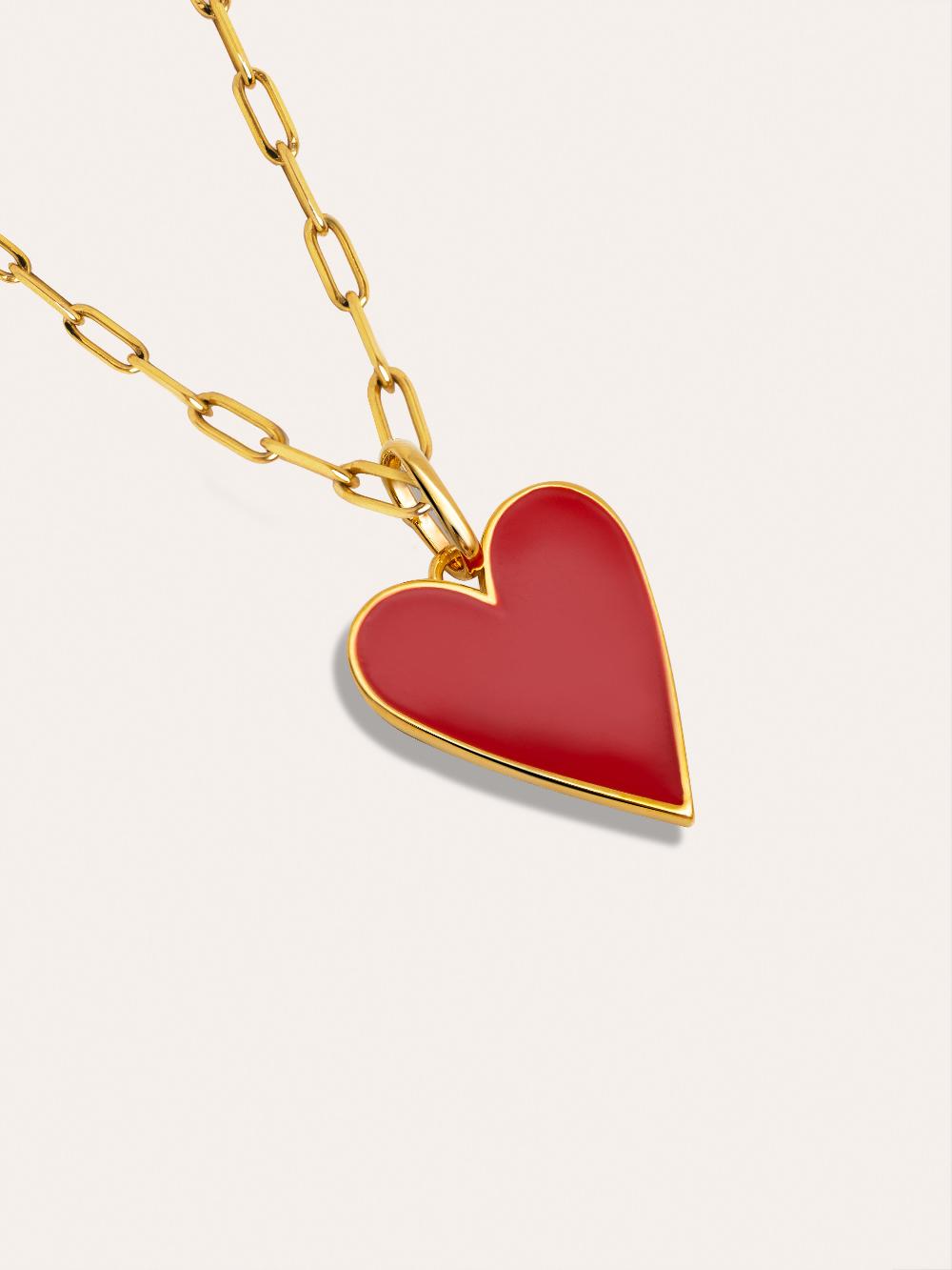 singularu Collar Lovely Heart Red Enamel Baño Oro Ofertas