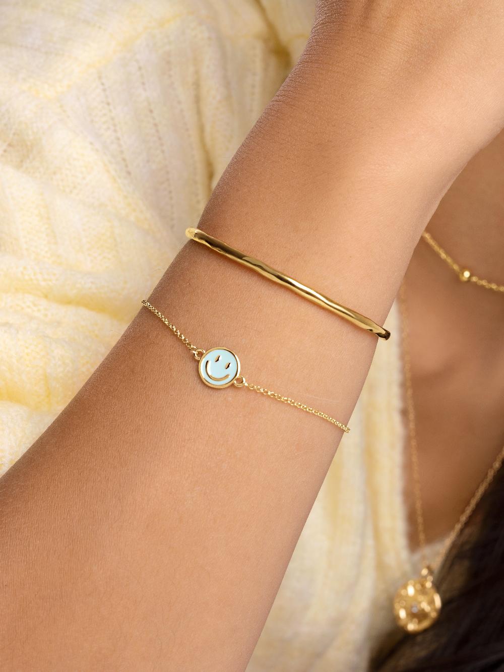 singularu Pulsera Smiley Sky Enamel Baño Oro Liquidación