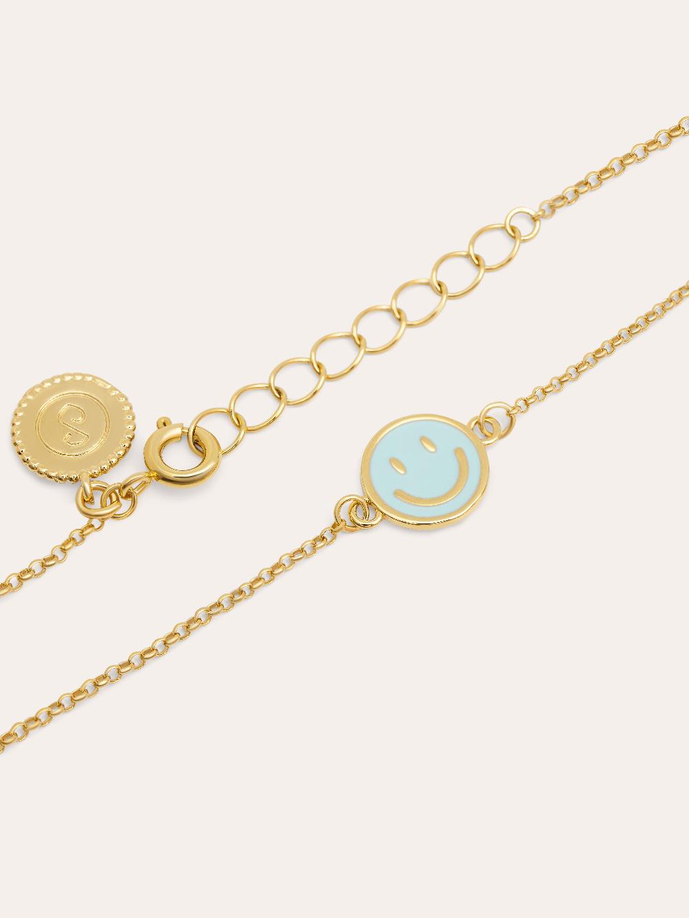 singularu Pulsera Smiley Sky Enamel Baño Oro Liquidación