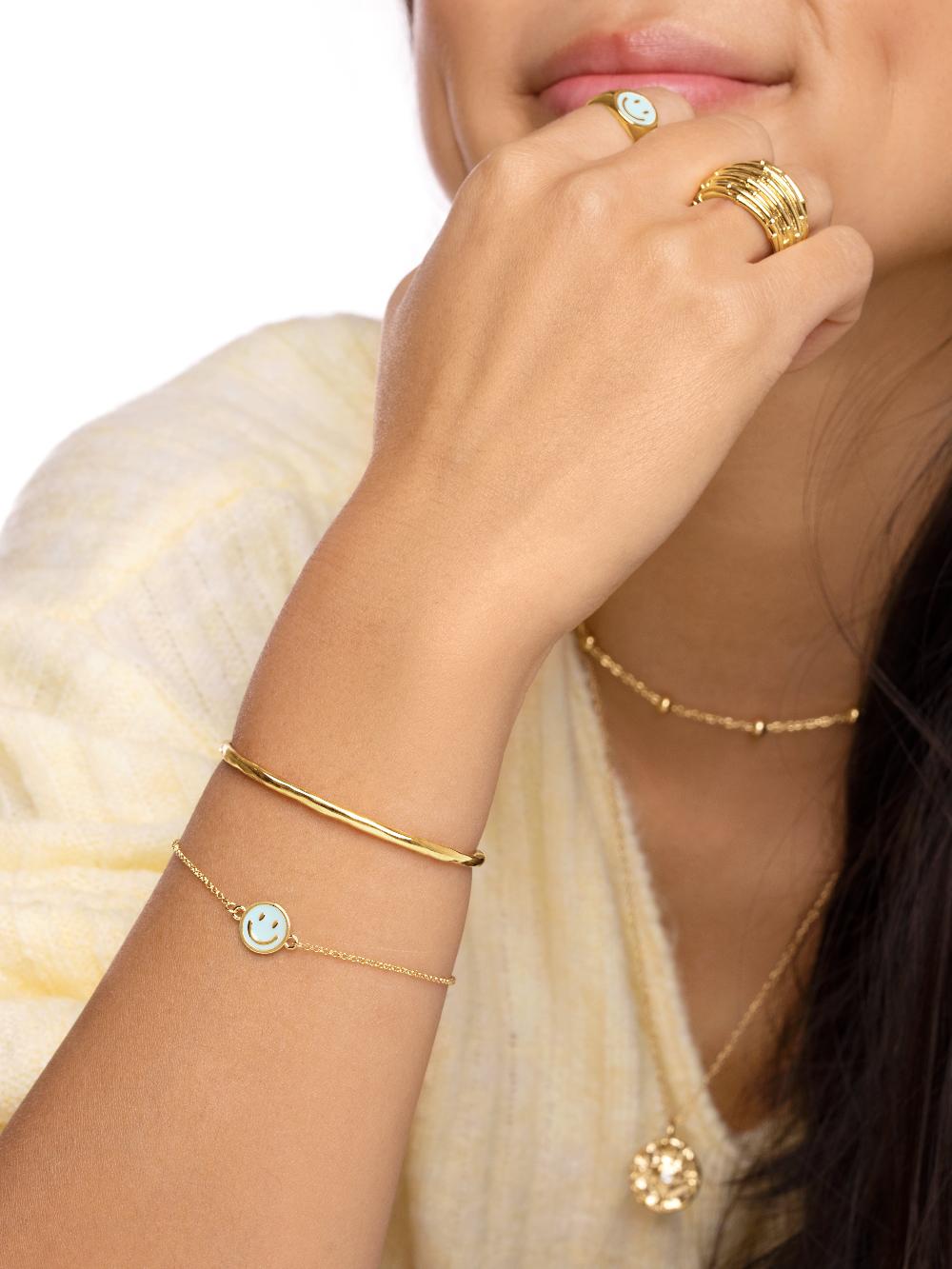 singularu Pulsera Smiley Sky Enamel Baño Oro Liquidación