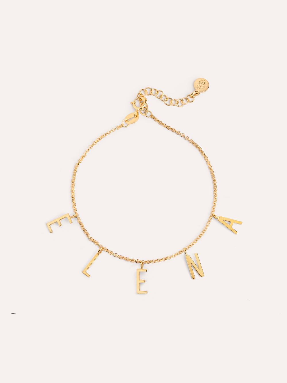 singularu Pulsera Personalizada Letters Plata Baño Oro