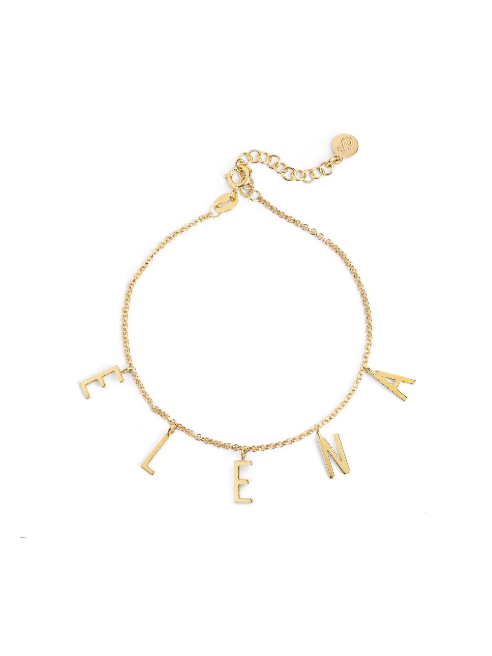 singularu Pulsera Personalizada Letters Plata Baño Oro Mejor oferta