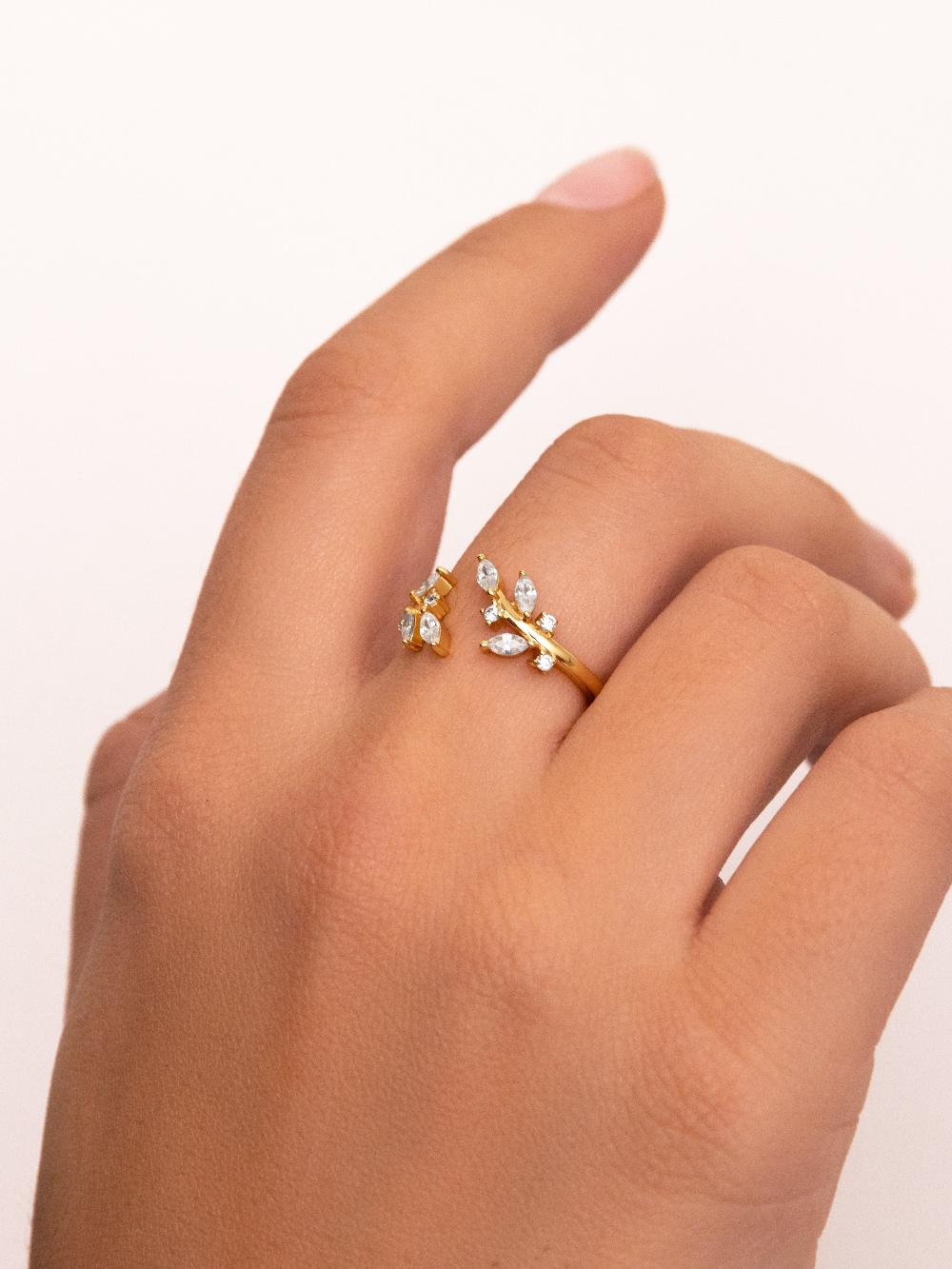 singularu Anillo Buganvilla White Plata Baño Oro Grandes descuentos
