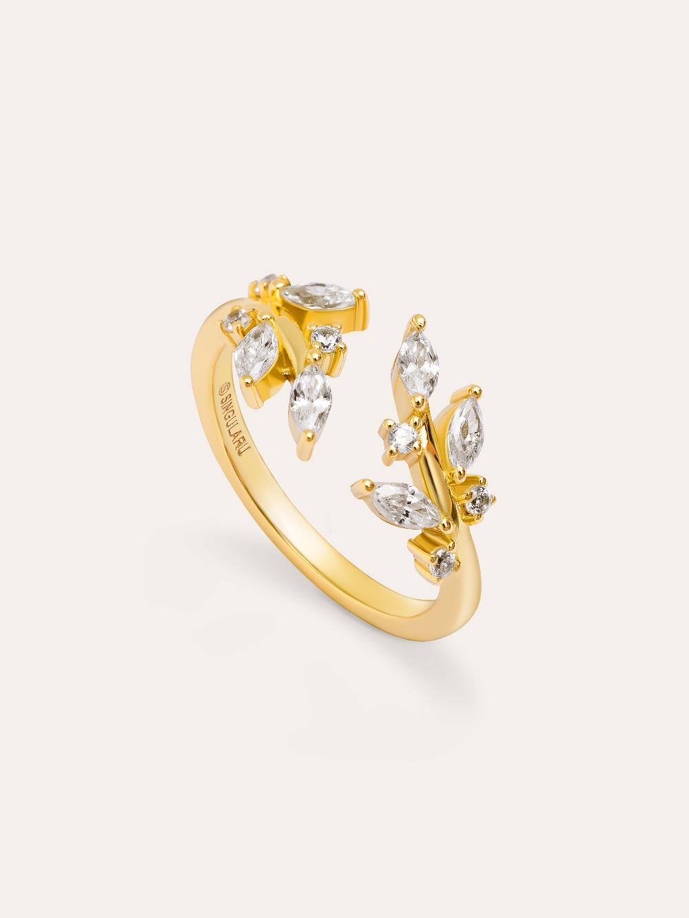 singularu Anillo Buganvilla White Plata Baño Oro Grandes descuentos