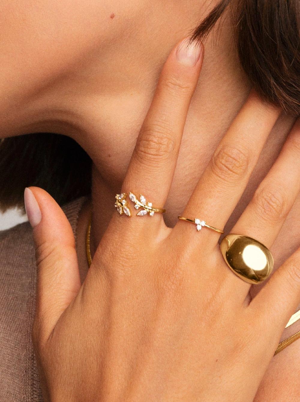 singularu Anillo Buganvilla White Plata Baño Oro Grandes descuentos
