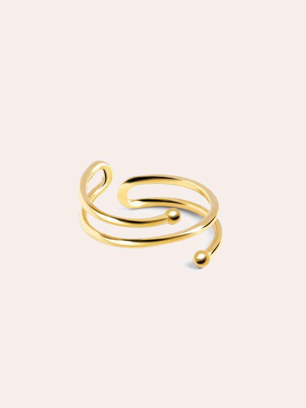 singularu Anillo Double Dot Plata Baño Oro