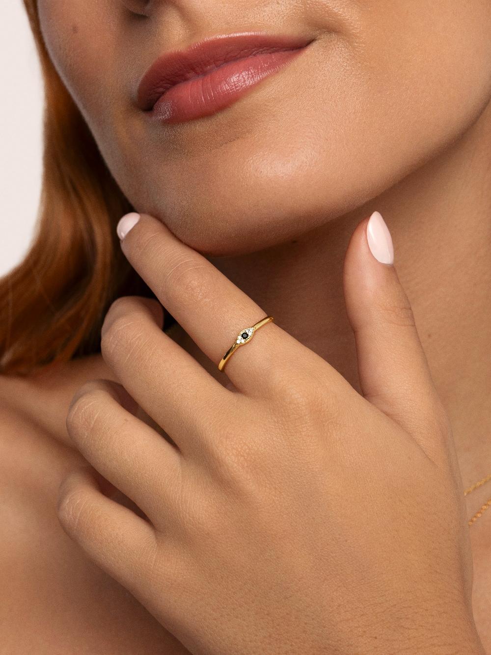 singularu Anillo Ojo de Horus Plata Baño Oro En oferta