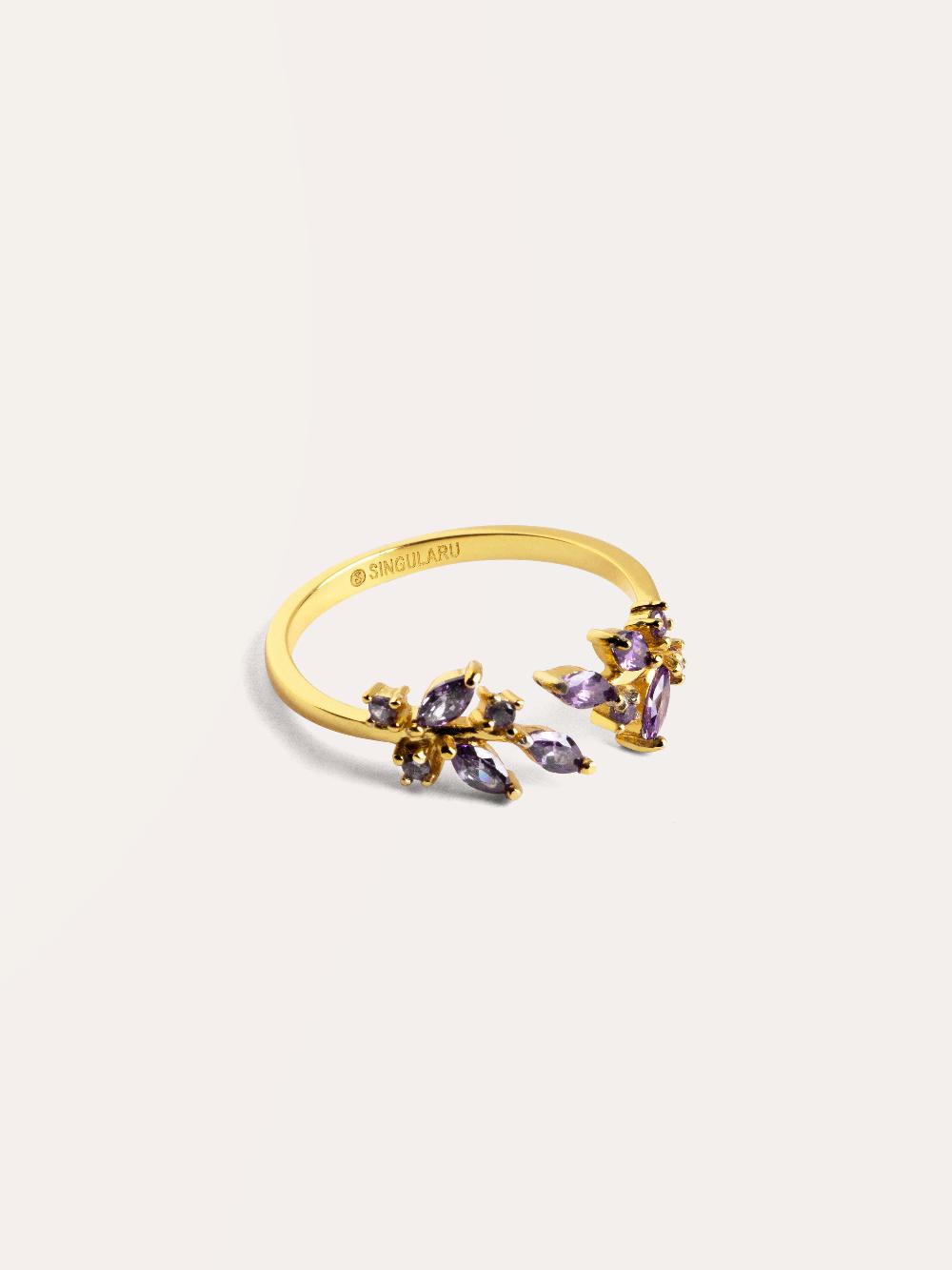 singularu Anillo Buganvilla Plata Baño Oro