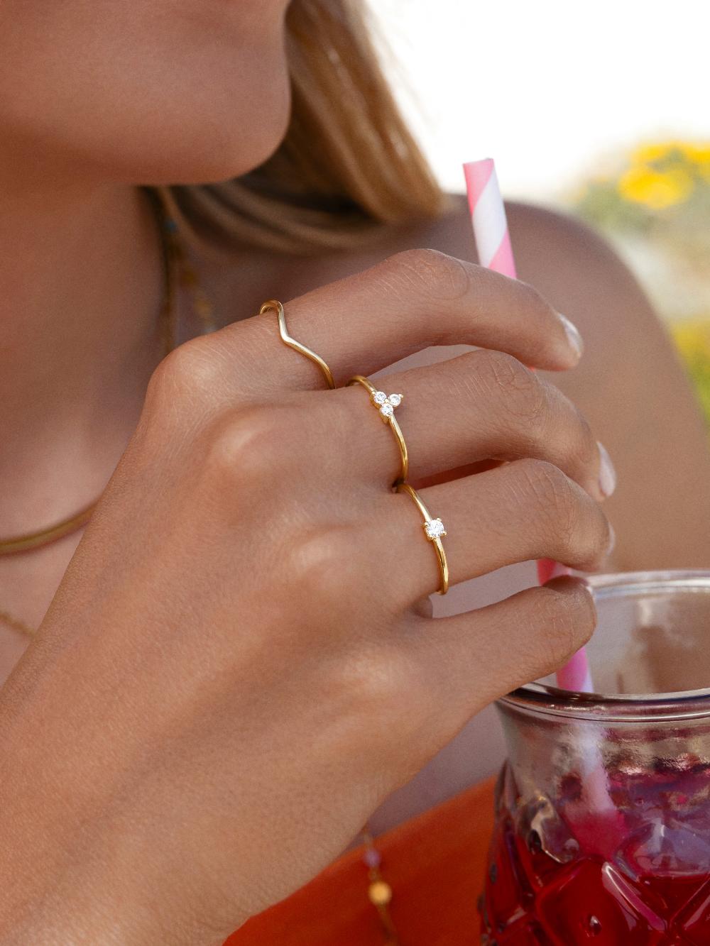 singularu Anillo Peak Plata Baño Oro Oferta exclusiva