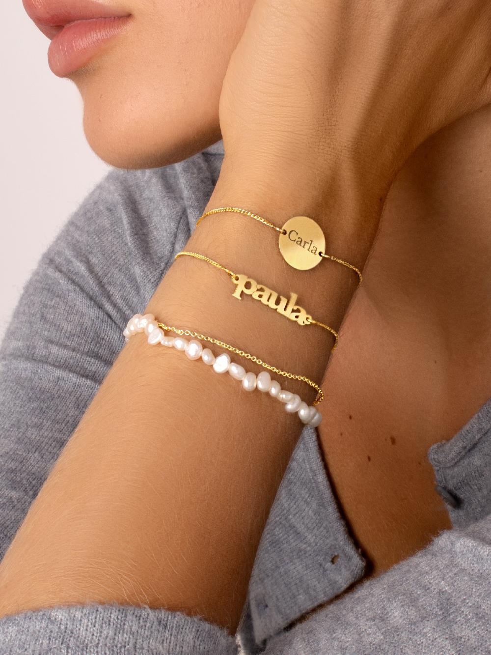 singularu Pulsera Personalizada Moon Plata Baño Oro Rebajas top