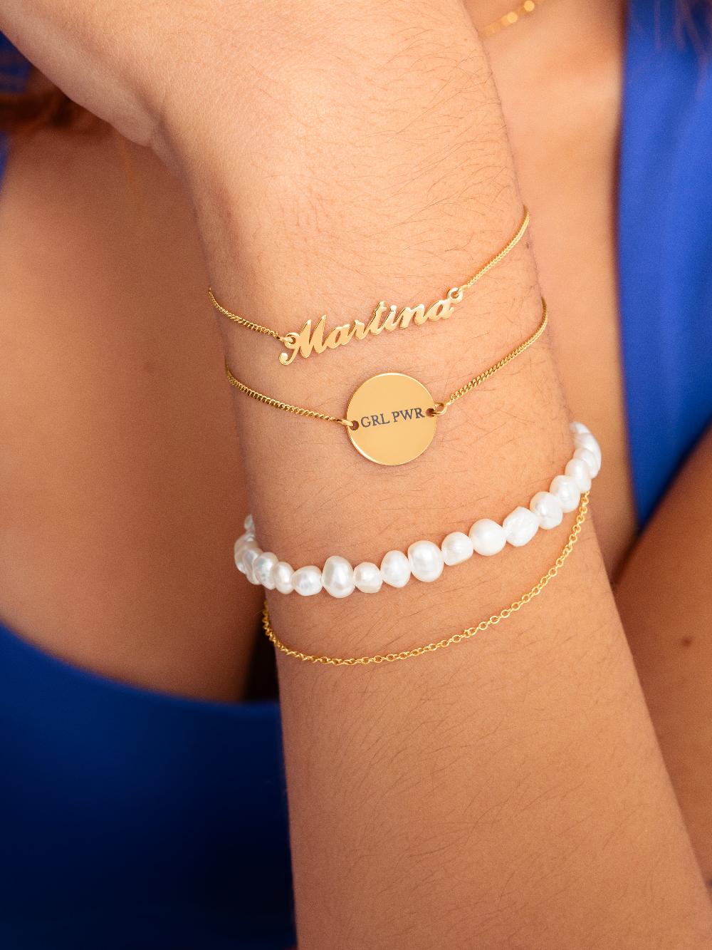 singularu Pulsera Personalizada Moon Plata Baño Oro Rebajas top