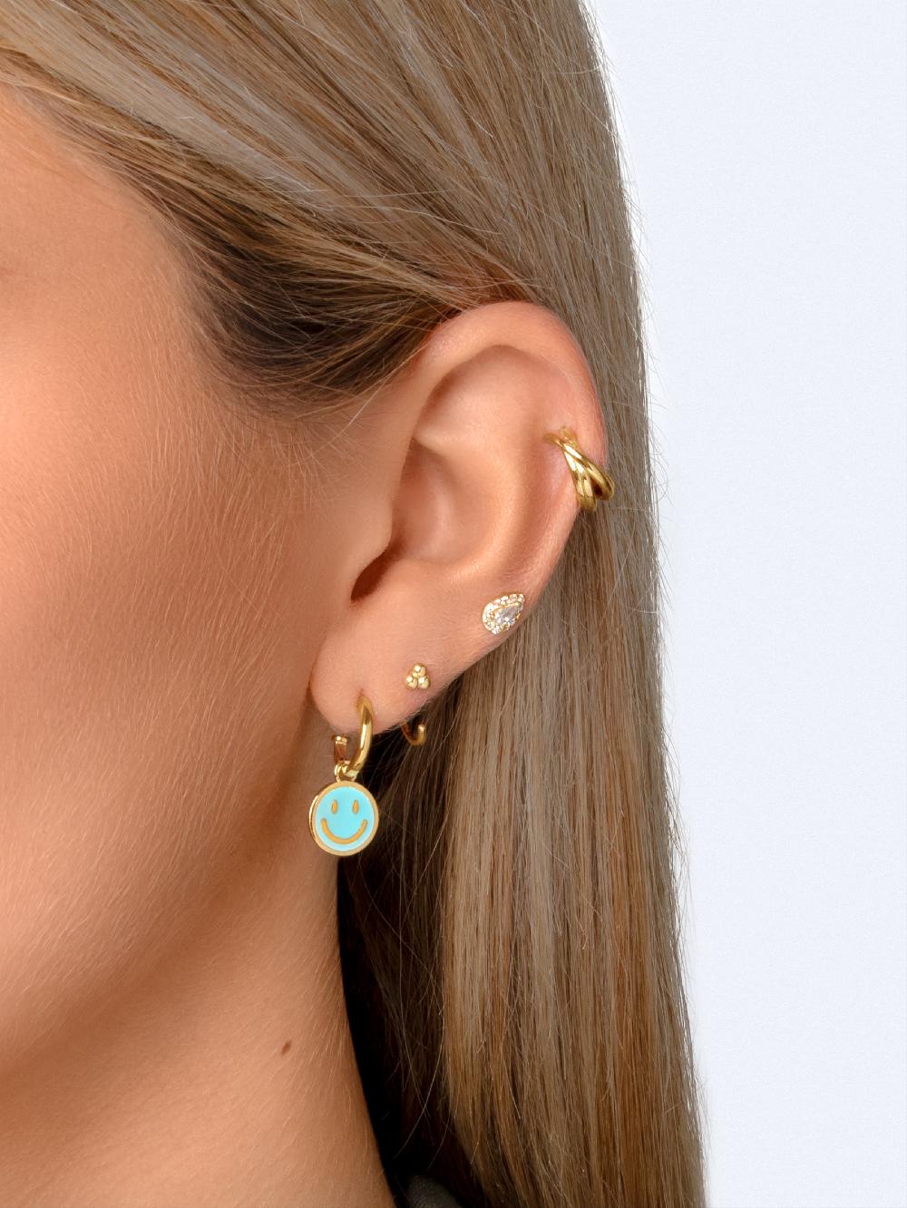 singularu Pendientes Aro Smiley Sky Enamel Baño Oro Envío gratis