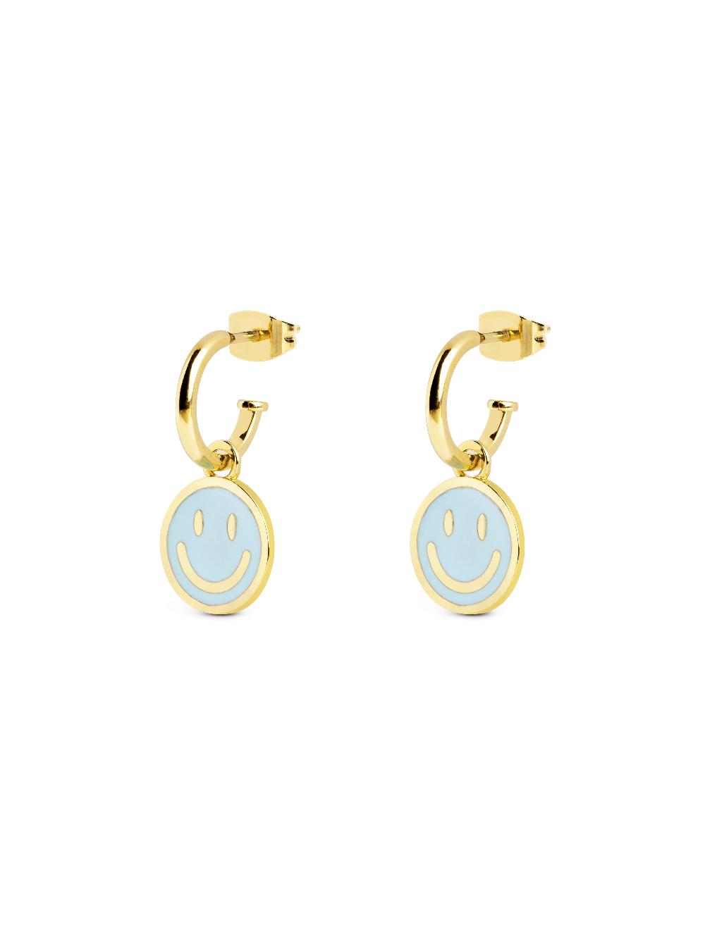 singularu Pendientes Aro Smiley Sky Enamel Baño Oro Envío gratis