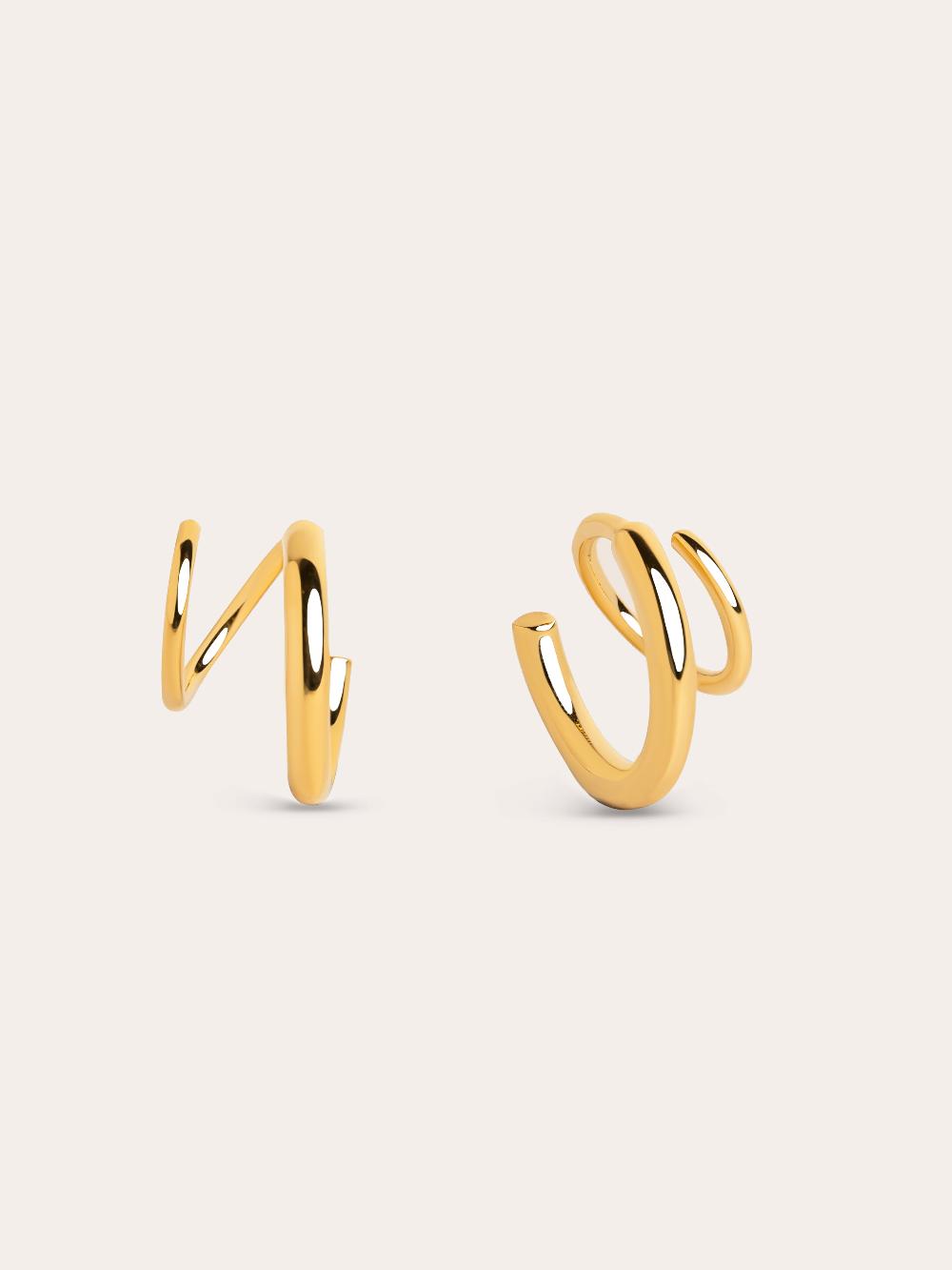 singularu Pendientes Gota Spiral Plata Baño Oro